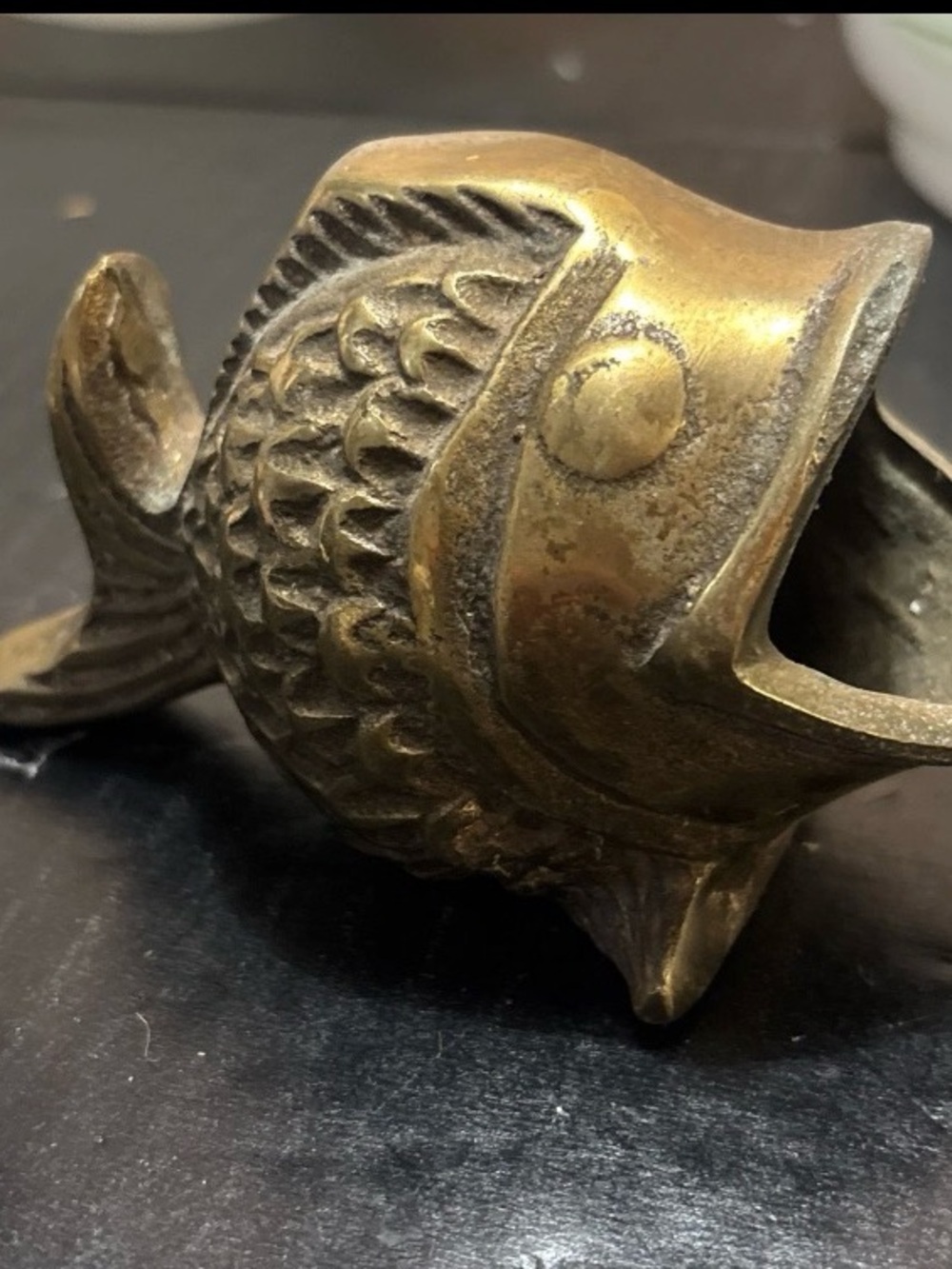 Vintage Brass Koi Fish Vase Sculpture Ashtray